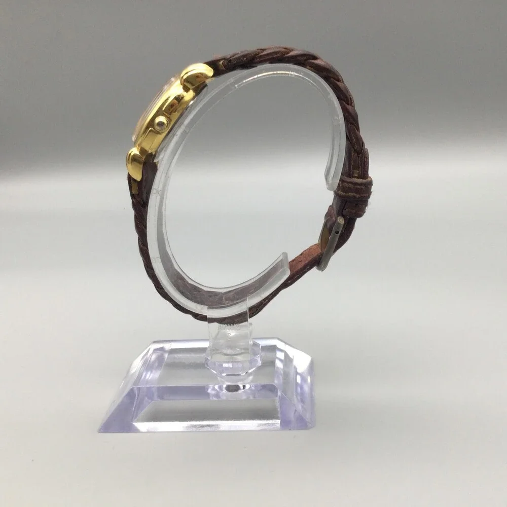 Vintage Guess Womens Watch 24mm Brown Dial Gold Tone Braided Leather New Battery